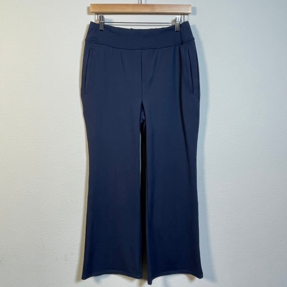 Halara Flare Leg Dress Pants Women Medium Petite Navy Blue Work Casual Stretch